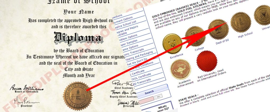 same seals phonydiploma used freediplomaproof now uses