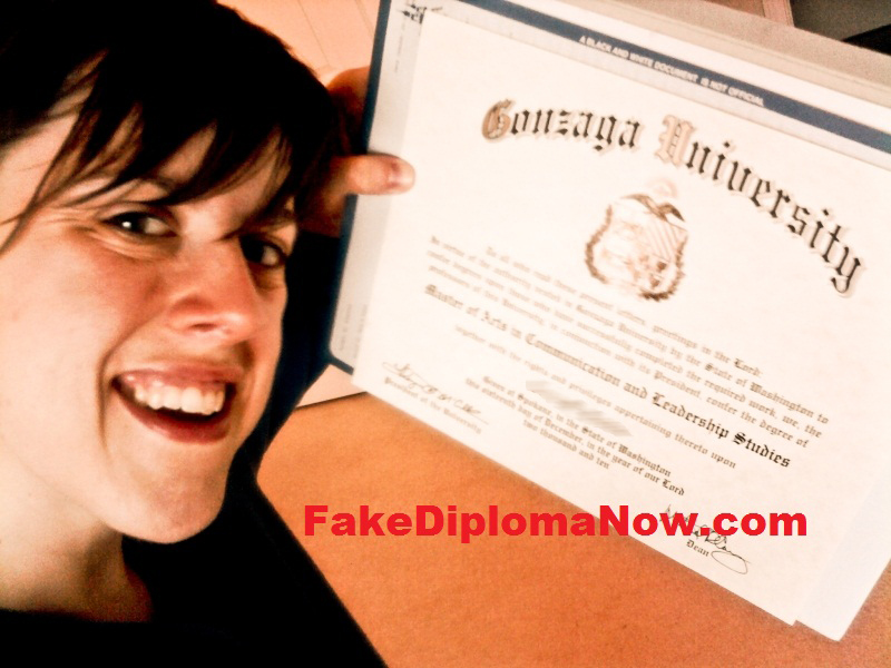 woman holding gonzaga university diploma